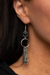 black,fishhook,floral,Prana Paradise - Black Earrings