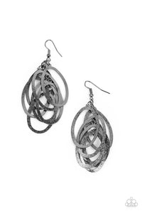 fishhook,gunmetal,Mind OVAL Matter - Black Gunmetal Earrings