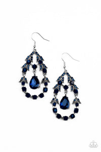 blue,fishhook,rhinestones,Garden Decorum - Blue Earrings