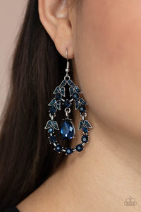 blue,fishhook,rhinestones,Garden Decorum - Blue Earrings