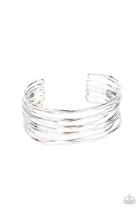 cuff,silver,Nerves of Steel - Silver Cuff Bracelet