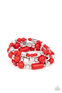 red,silver,stretchy,Perfectly Prismatic - Red Stretchy Bracelet