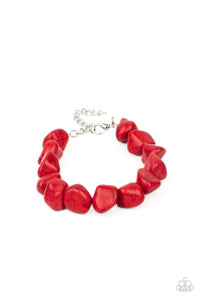 crackle stone,lobster claw clasp,red,Prehistoric Paradise - Red Stone Bracelet