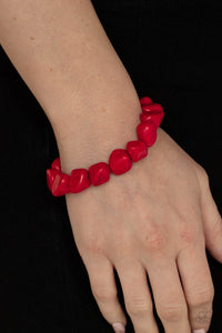 crackle stone,lobster claw clasp,red,Prehistoric Paradise - Red Stone Bracelet