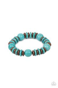 copper,crackle stone,stretchy,turquoise,Rustic Rival - Copper Stone Stretchy Bracelet