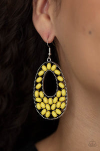 fishhook,yellow,Beaded Shores - Yellow Earrings