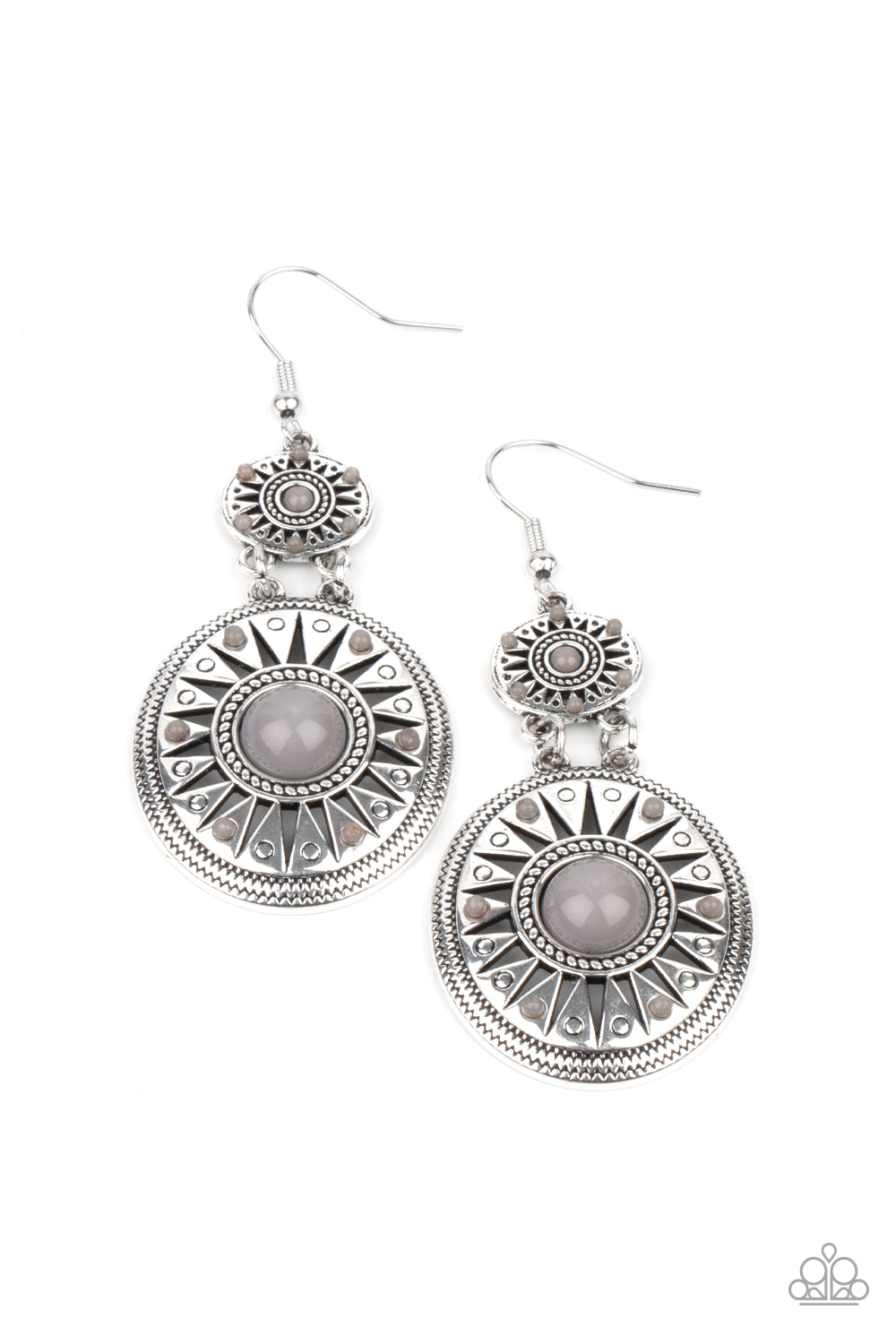 Temple of The Sun - Silver Earrings Paparazzi Accessories