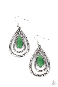 fishhook,green,Teardrop Torrent - Green Earrings