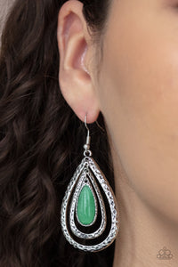 fishhook,green,Teardrop Torrent - Green Earrings