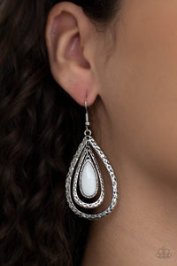 fishhook,white,Teardrop Torrent - White Earrings