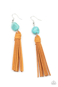 crackle stone,fishhook,leather,turquoise,All-Natural Allure - Blue Stone Leather Earrings