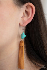 crackle stone,fishhook,leather,turquoise,All-Natural Allure - Blue Stone Leather Earrings