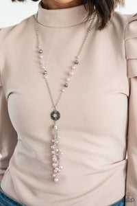 long necklace,Pearls,pink,silver,Tasseled Treasure - Pink Necklace