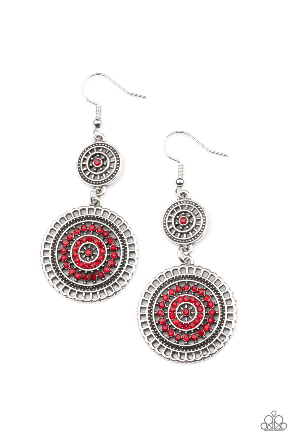 Bohemian Bedazzle - Red Rhinestone Earrings Paparazzi Accessories