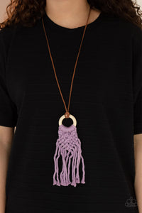 long necklace,macrame,purple,Crafty Couture - Purple Macrame Necklace