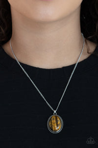 blue,brown,short necklace,tiger's eye,Tranquil Talisman - Brown Tiger's Eye Necklace