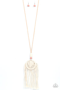 long necklace,macrame,pink,Desert Dreamscape - Pink Macrame Necklace