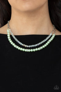 green,Pearls,rhinestones,short necklace,Parisian Princess - Green Pearl Necklace