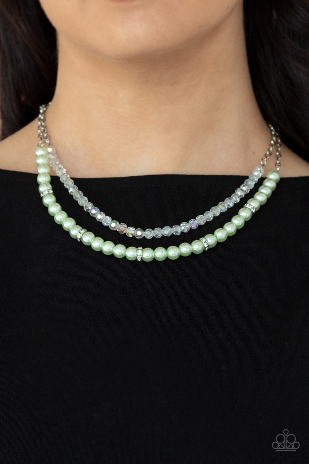 Parisian Princess - Green Pearl Necklace Paparazzi Accessories