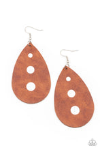 Load image into Gallery viewer, Rustic Torrent - Brown Leather Earrings Paparazzi Accessories