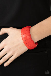 red,stretchy,wooden,Raise The BARBADOS - Red Wood Stretchy Bracelet