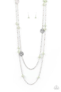 green,long necklace,pearls,Sublime Awakening - Green Pearl Necklace