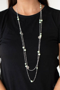 green,long necklace,pearls,Sublime Awakening - Green Pearl Necklace