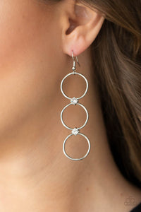 post,rhinestones,silver,white,Refined Society - White Earrings