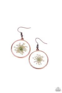 copper,fishhook,floral,Happily Ever Eden - Copper Earrings