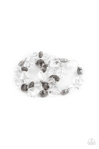 stretchy,white,Crystal Charisma - White Stretchy Bracelet