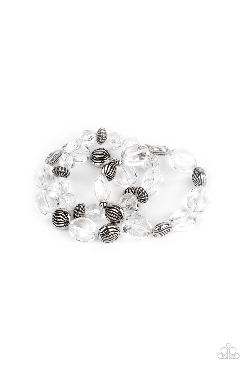 Crystal Charisma - White Stretchy Bracelet Paparazzi Accessories