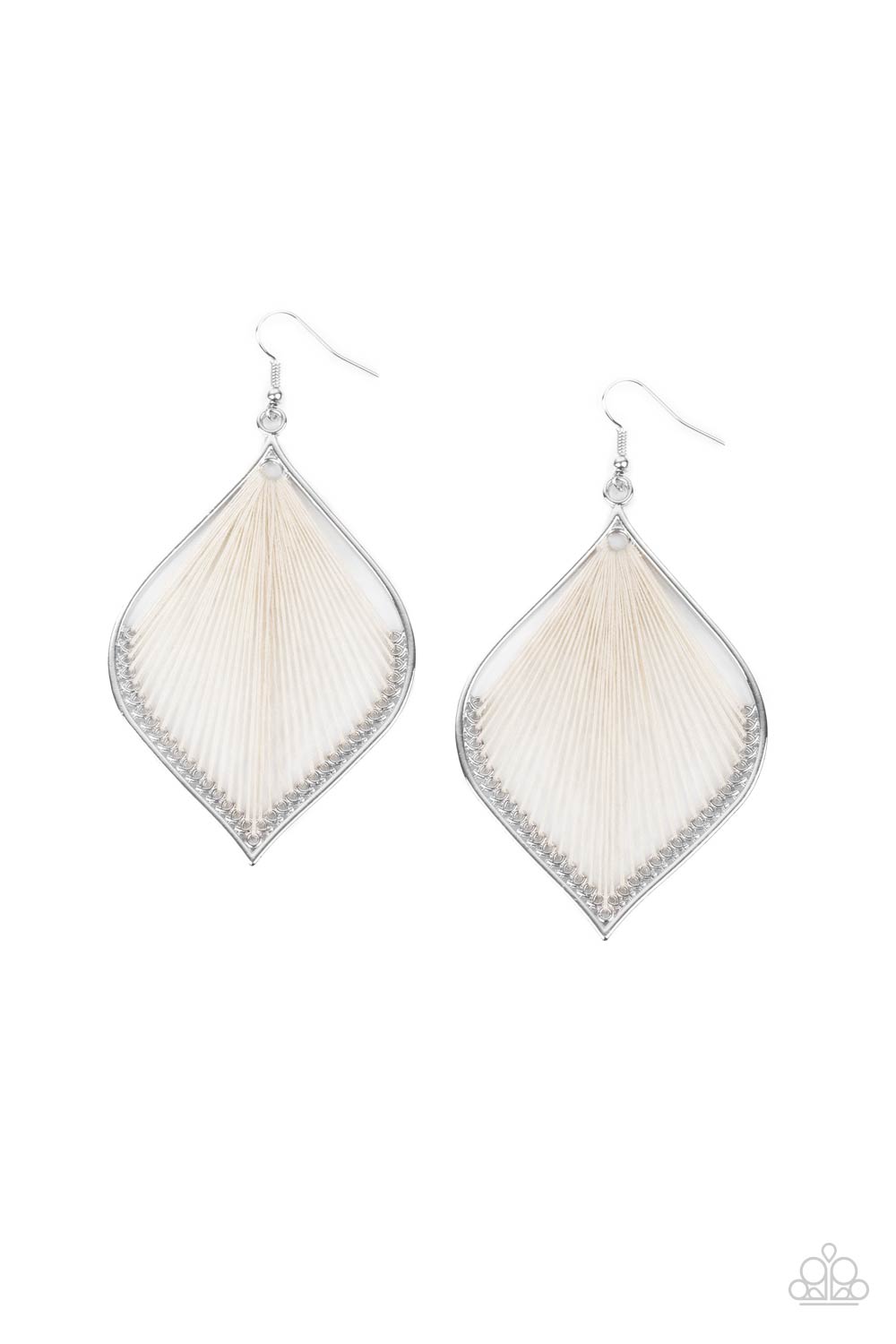 String Theory - White Earrings Paparazzi Accessories