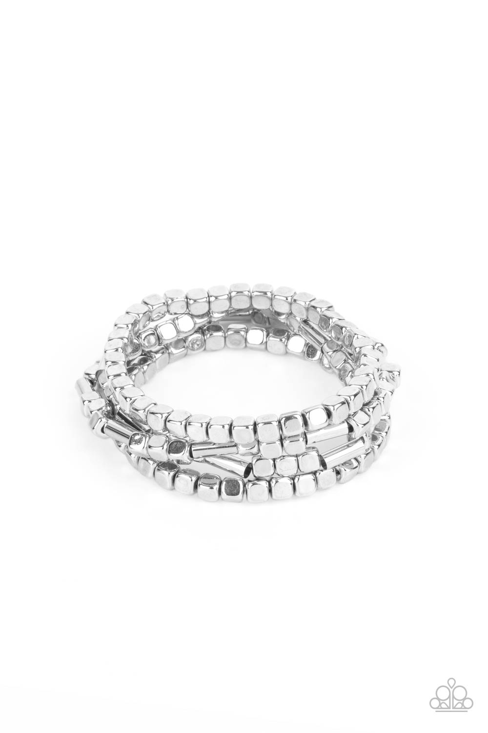 Metro Materials - Silver Stretchy Bracelet Paparazzi Accessories