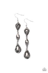 fishhook,hematite,rhinestones,silver,Test of TIMELESS - Silver Rhinestone Earrings