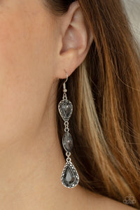 fishhook,hematite,rhinestones,silver,Test of TIMELESS - Silver Rhinestone Earrings