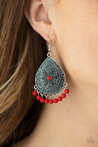 fishhook,red,Blossoming Teardrops - Red Earrings