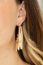 Load image into Gallery viewer, Pursuing The Plumes - Gold Post Earrings Paparazzi Accessories