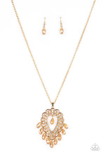 Load image into Gallery viewer, Teasable Teardrops - Gold Rhinestone Necklace Paparazzi Accessories