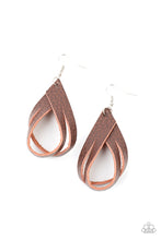 Load image into Gallery viewer, Thats A STRAP - Brown Leather Earrings Paparazzi Accessories