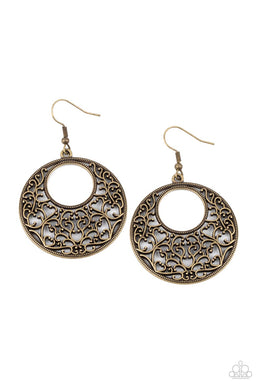 Vineyard Romance - Brass Earrings Paparazzi Accessories