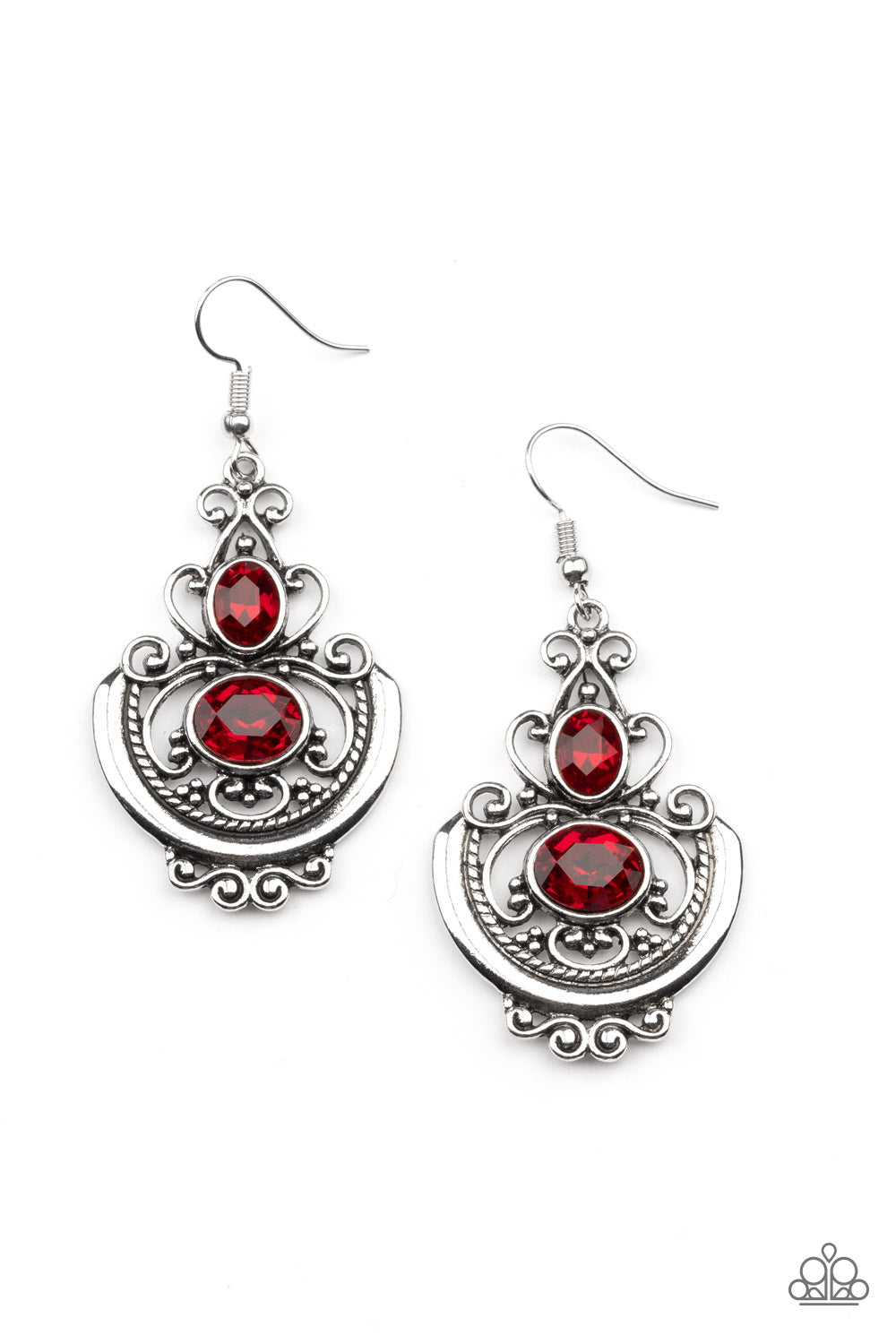 Unlimited Vacation - Red Rhinestone Earrings Paparazzi Accessories