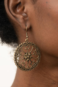 brass,fishhook,floral,Floral Fortunes - Brass Earrings