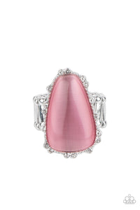 cat's eye,pink,rhinestones,Wide Back,Newport Nouveau - Pink Ring