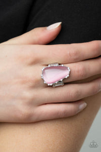 cat's eye,pink,rhinestones,Wide Back,Newport Nouveau - Pink Ring