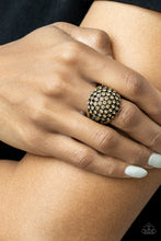 Load image into Gallery viewer, Magically Moroccan - Brass Rhinestone Ring Paparazzi Accessories