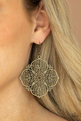 Dubai Detour - Brass Earrings Paparazzi Accessories