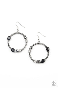 black,fishhook,hematite,rhinestones,Glamorous Garland - Multi Rhinestone Earring