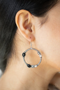 black,fishhook,hematite,rhinestones,Glamorous Garland - Multi Rhinestone Earring