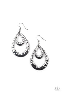 fishhook,gunmetal,Museum Muse - Black Gunmetal Earrings