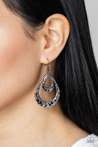 fishhook,gunmetal,Museum Muse - Black Gunmetal Earrings